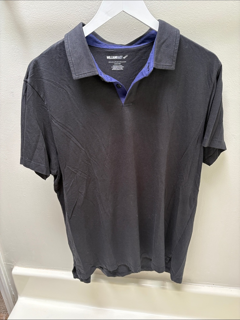 William Rast Black Polo with Navy Contrast Trim